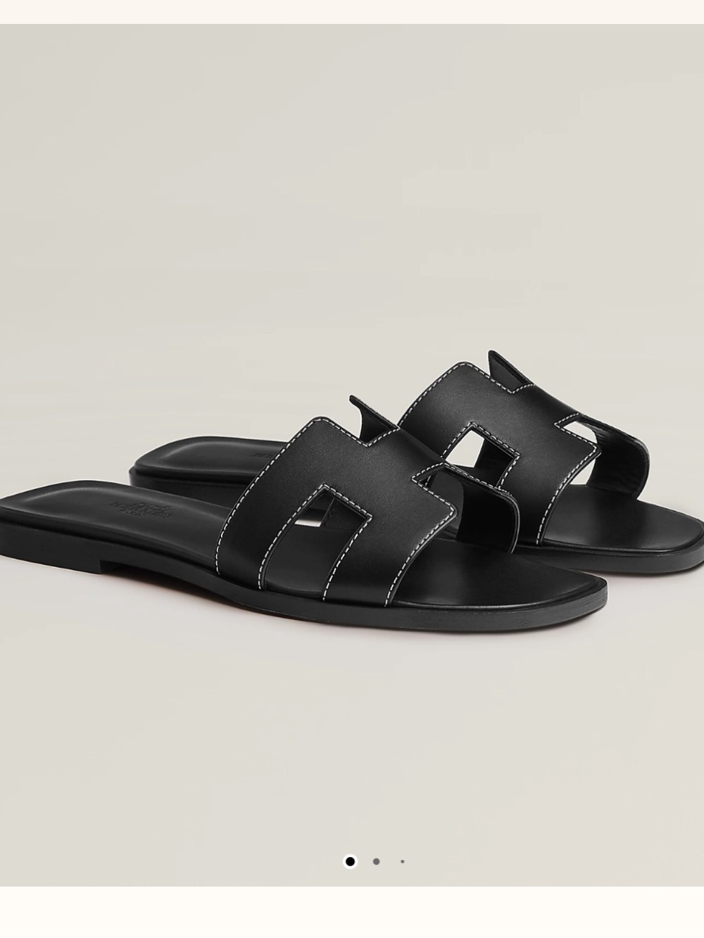 Hermes Oran Women's Sandal Sz 38 Black Box Leather NEW